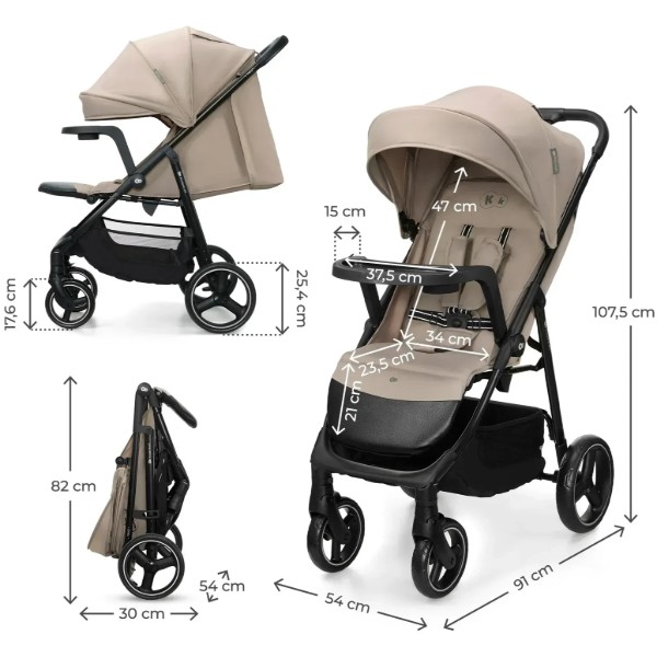 Фото - Коляска прогулочная Kinderkraft Trig 3 Tray Beige (KSTRIG03BEG000T)